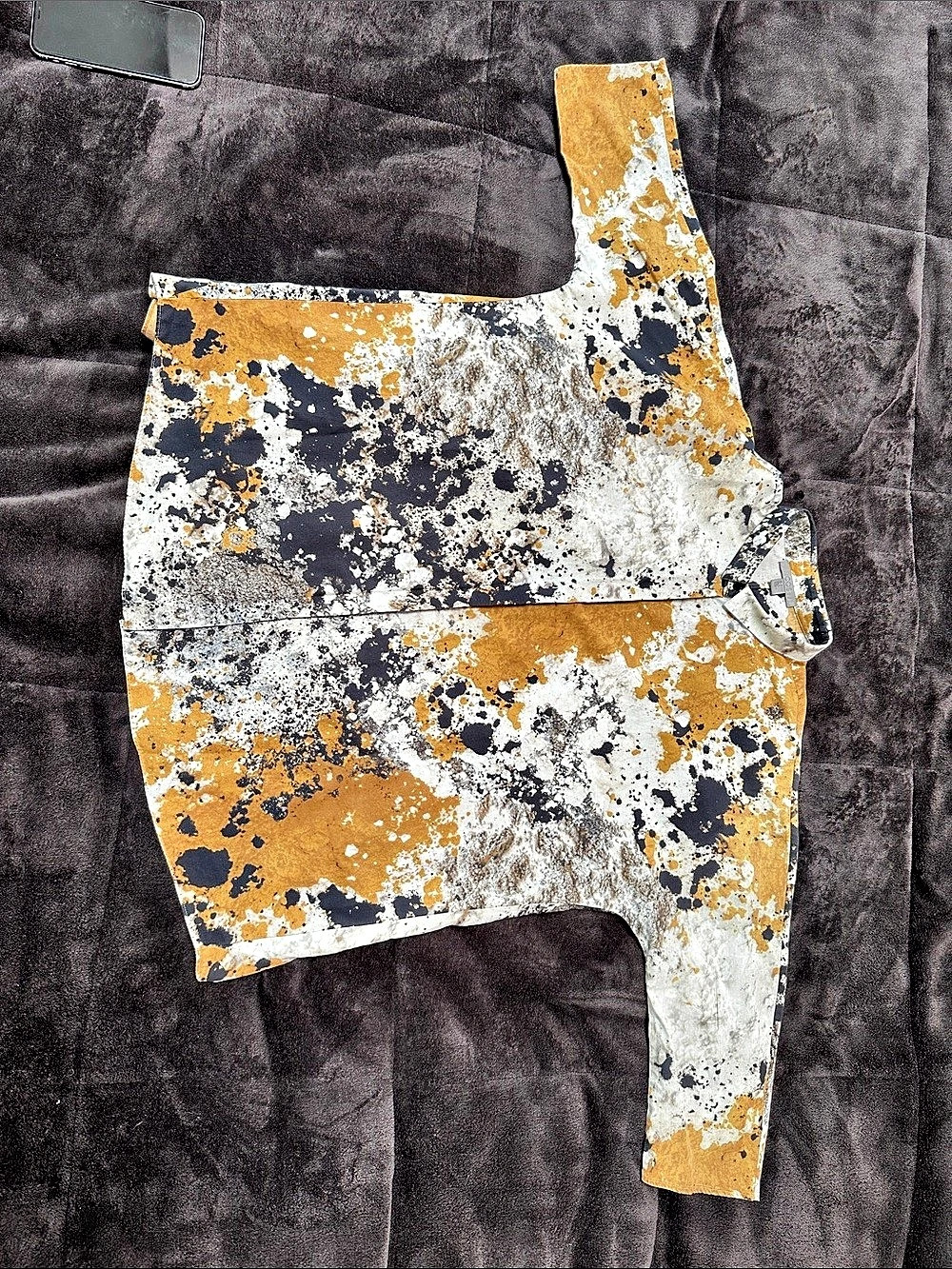 COS Abstract Button Down Shirt in Orange & Black Size Small